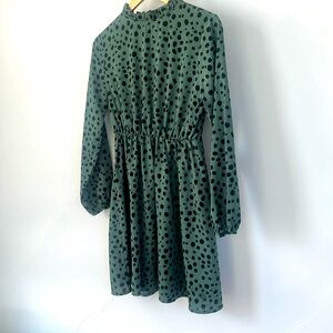 Long sleeve poka dot babydoll dress